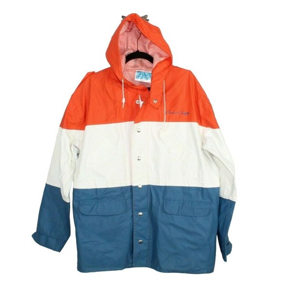 Chris Craft Other - Chris Craft Colorblock Hooded Waterproof Rain Vinyl Jacket Size L
